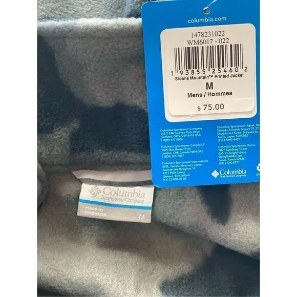 COLUMBIA Mens MEDIUM Steens Mountain Camo Black/Gray Full Zip Jacket - Picture 13 of 14